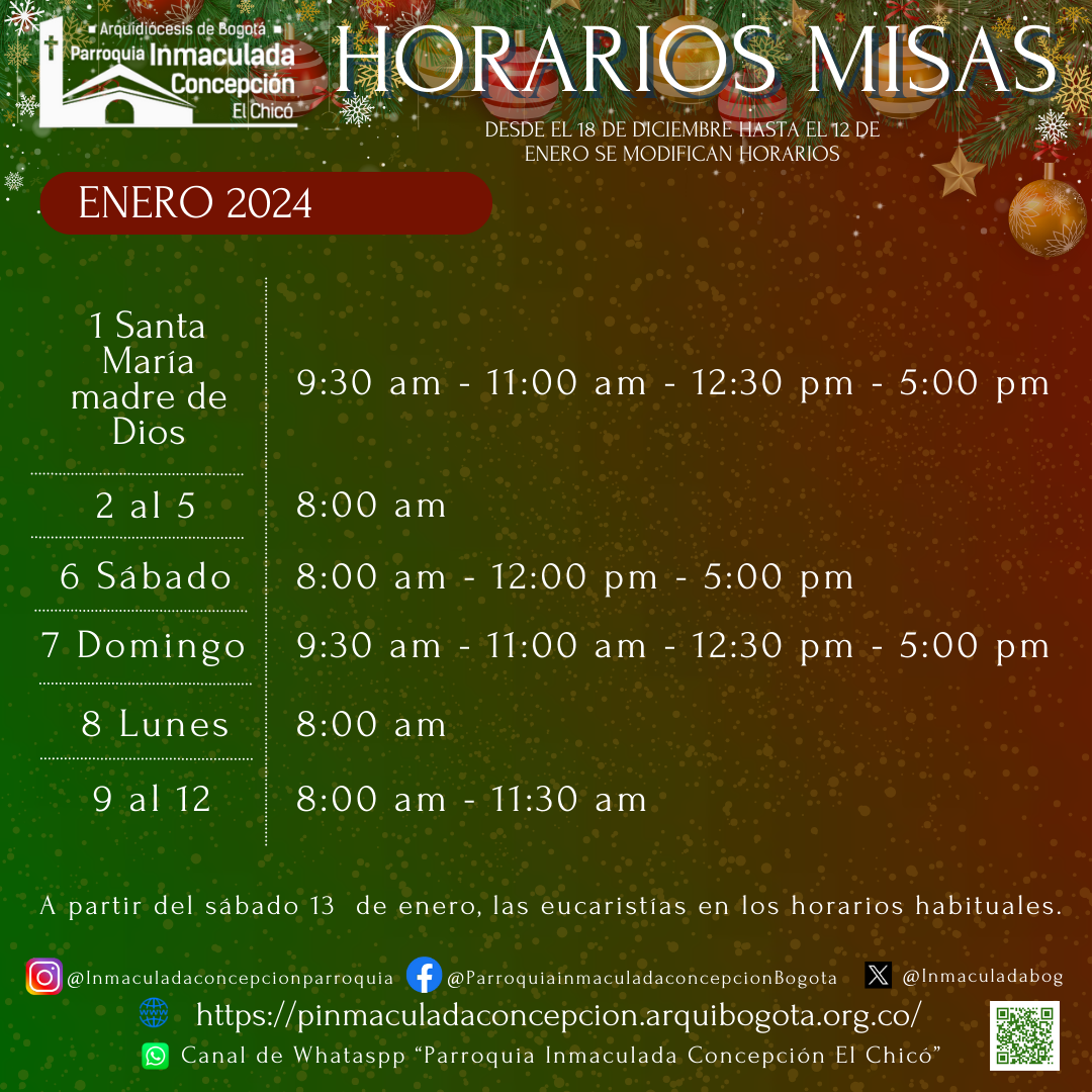 Horarios enero 2024