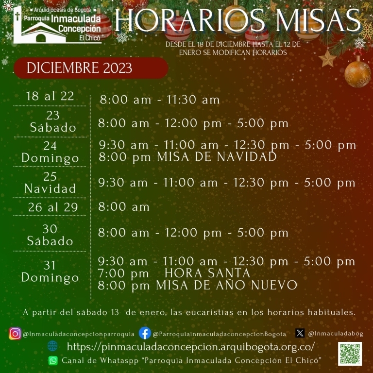 HORARIOS TEMPORADA VACACIONES